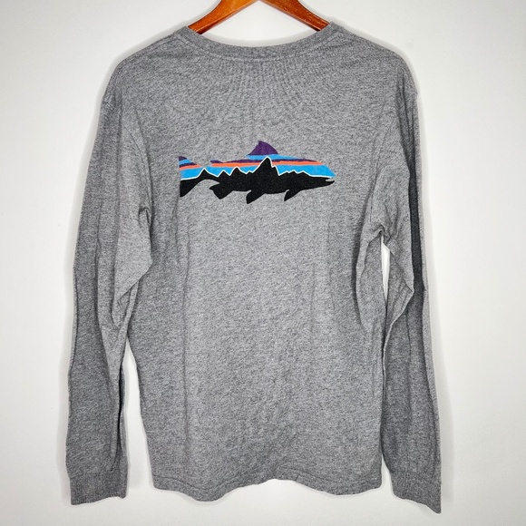Patagonia Organic Cotton Graphic Long Sleeve Fish Shirt M - Picture 1 of 4